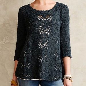Anthropologie Sylt Chiffon Pointelle Sweater